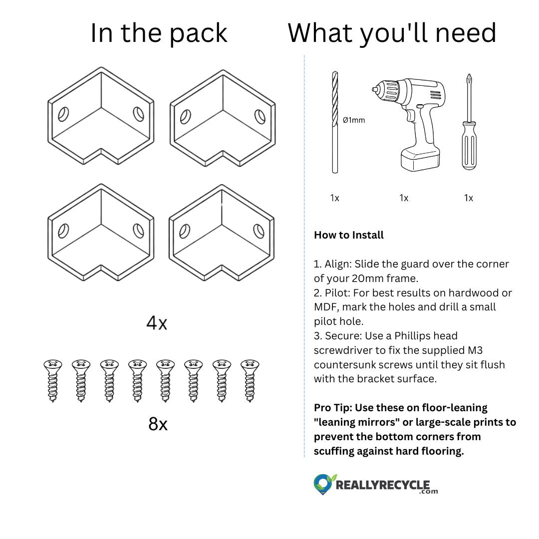 Universal 90° Frame Guard & Decorative Corner Protectors (Pack of 4)