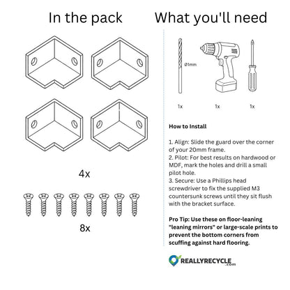 Universal 90° Frame Guard & Decorative Corner Protectors (Pack of 4)